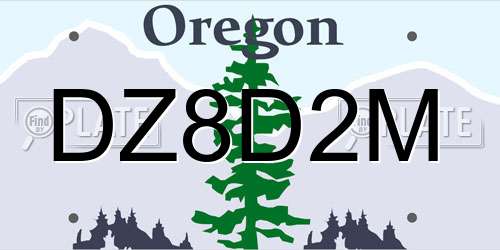 DZ8D2M Oregon License Plate