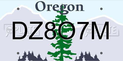 DZ8O7M Oregon License Plate