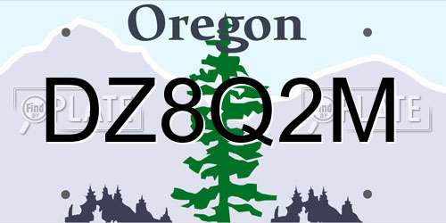 DZ8Q2M Oregon License Plate