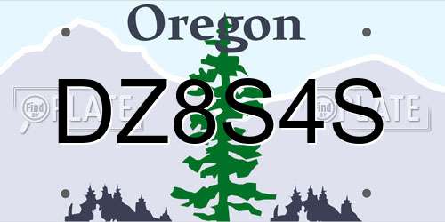 DZ8S4S Oregon License Plate