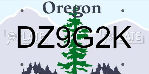 DZ9G2K Oregon License Plate