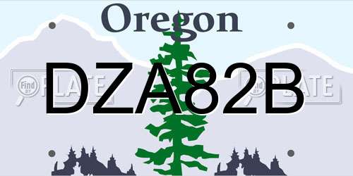 DZA82B Oregon License Plate