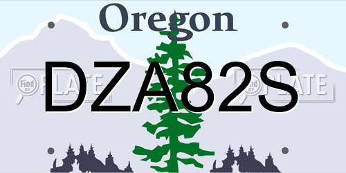 DZA82S Oregon License Plate