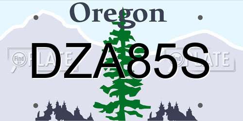 DZA85S Oregon License Plate