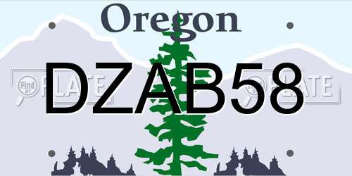 DZAB58 Oregon License Plate