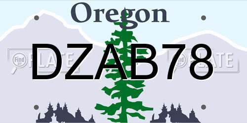 DZAB78 Oregon License Plate