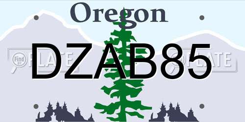 DZAB85 Oregon License Plate