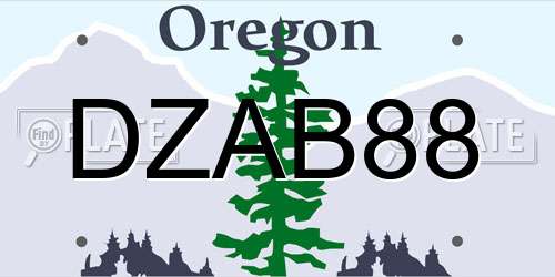 DZAB88 Oregon License Plate