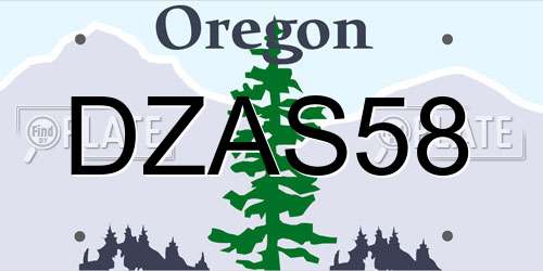 DZAS58 Oregon License Plate