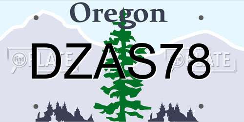 DZAS78 Oregon License Plate