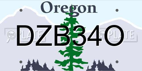 DZB34O Oregon License Plate
