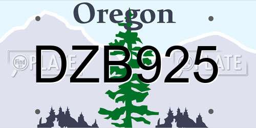 DZB925 Oregon License Plate
