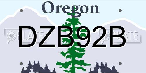 DZB92B Oregon License Plate