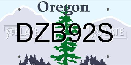 DZB92S Oregon License Plate