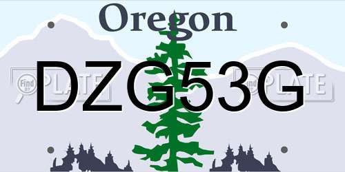 DZG53G Oregon License Plate