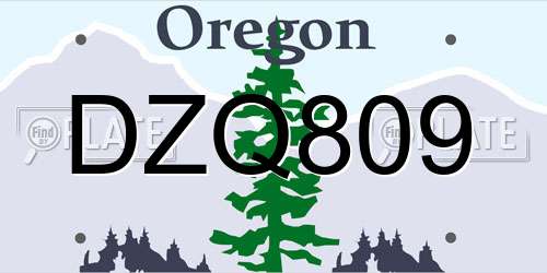 DZQ809 Oregon License Plate