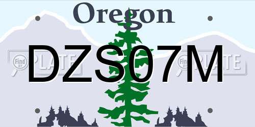 DZS07M Oregon License Plate