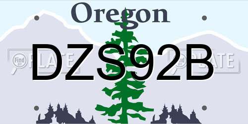 DZS92B Oregon License Plate