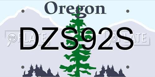 DZS92S Oregon License Plate