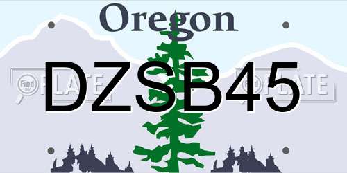 DZSB45 Oregon License Plate