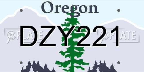 DZY221 Oregon License Plate