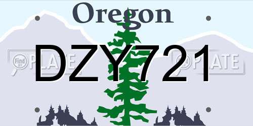 DZY721 Oregon License Plate