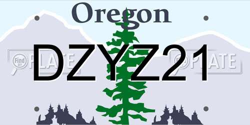 DZYZ21 Oregon License Plate