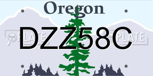 DZZ58C Oregon License Plate