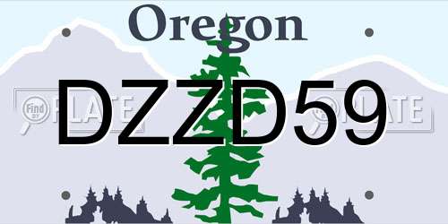 DZZD59 Oregon License Plate