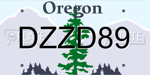 DZZD89 Oregon License Plate