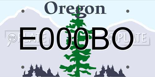 E000BO Oregon License Plate