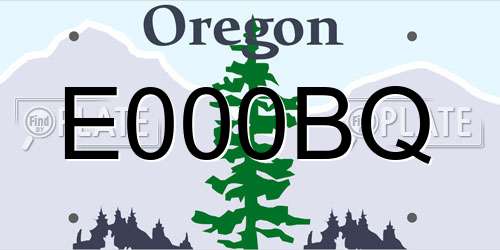 E000BQ Oregon License Plate