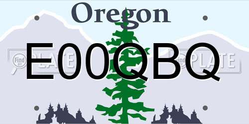 E00QBQ Oregon License Plate