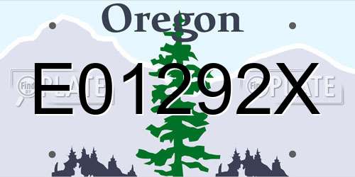 E01292X Oregon License Plate