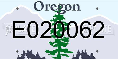 E020062 Oregon License Plate
