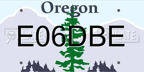 E06DBE Oregon License Plate
