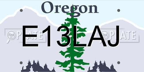 E13LAJ Oregon License Plate