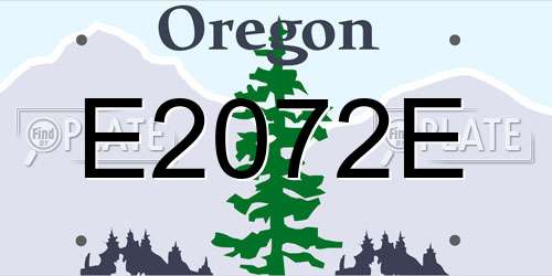 E2072E Oregon License Plate