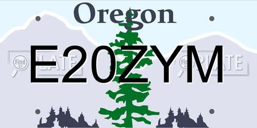 E20ZYM Oregon License Plate