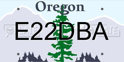 E22DBA Oregon License Plate