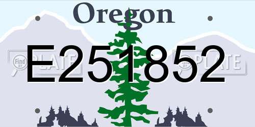 E251852 Oregon License Plate