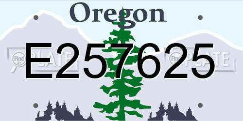 E257625 Oregon License Plate