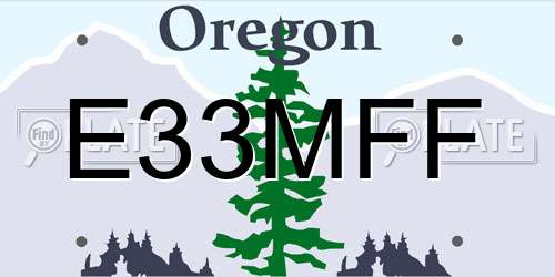 E33MFF Oregon License Plate