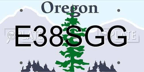 E38SGG Oregon License Plate