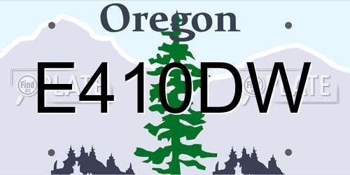 E410DW Oregon License Plate