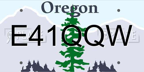 E41QQW Oregon License Plate