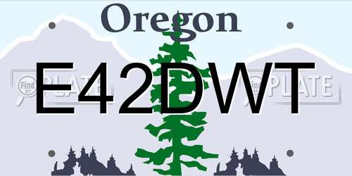 E42DWT Oregon License Plate