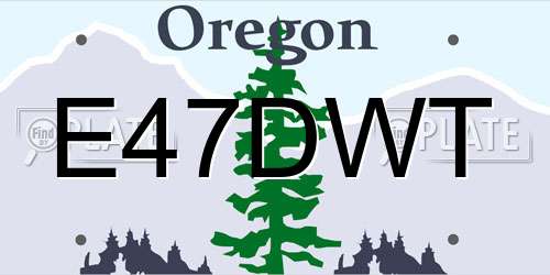 E47DWT Oregon License Plate