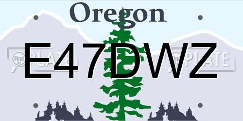 E47DWZ Oregon License Plate