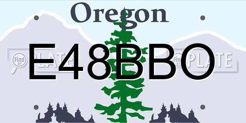 E48BBO Oregon License Plate